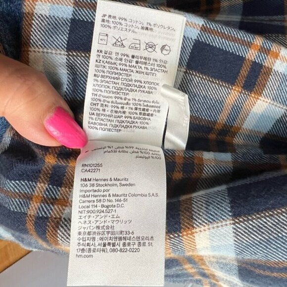 🩷 H&M - Kids’ Lined Denim Trucker Jacket - Blue. Size: 6 (US) - Picture 8 of 10